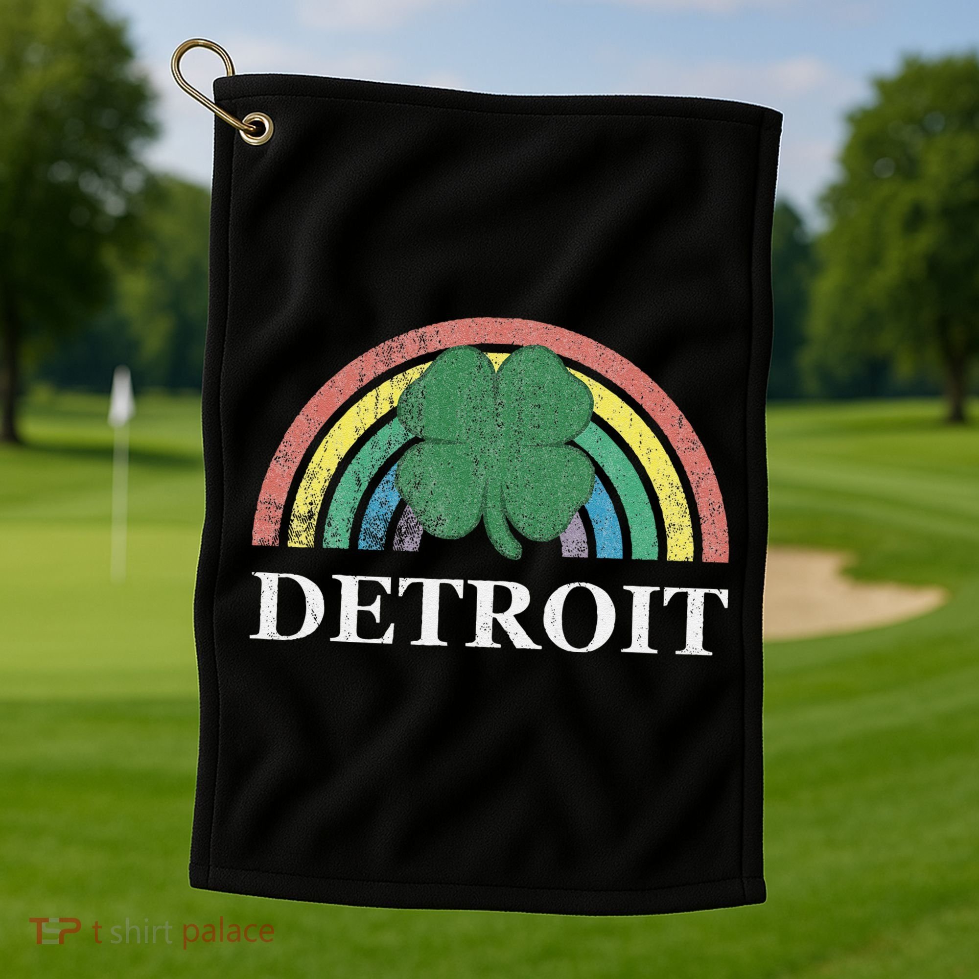 Detroit Shamrock St. Patrick's Day Rainbow Saint Paddy's Golf Towel