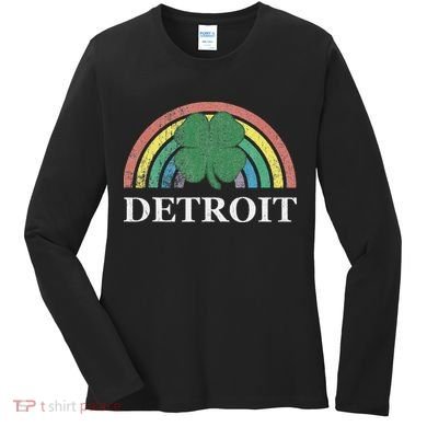 Detroit Shamrock St. Patrick's Day Rainbow Saint Paddy's Women's Long Sleeve Shirt