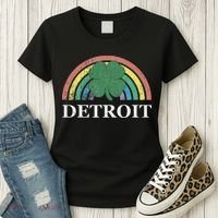 Detroit Shamrock St. Patrick's Day Rainbow Saint Paddy's Women's T-Shirt thumb 3