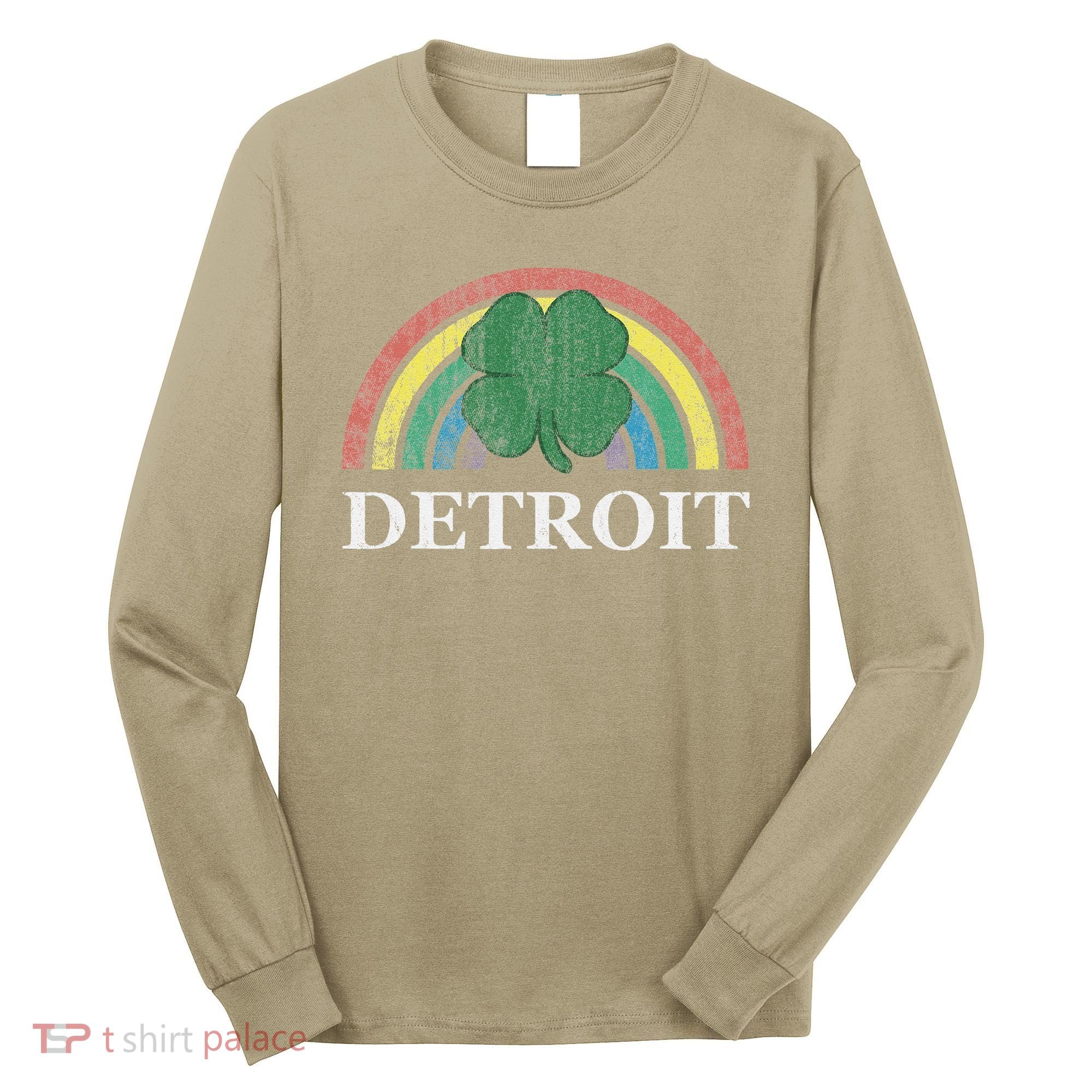 Detroit Shamrock St. Patrick's Day Rainbow Saint Paddy's Long Sleeve Shirt