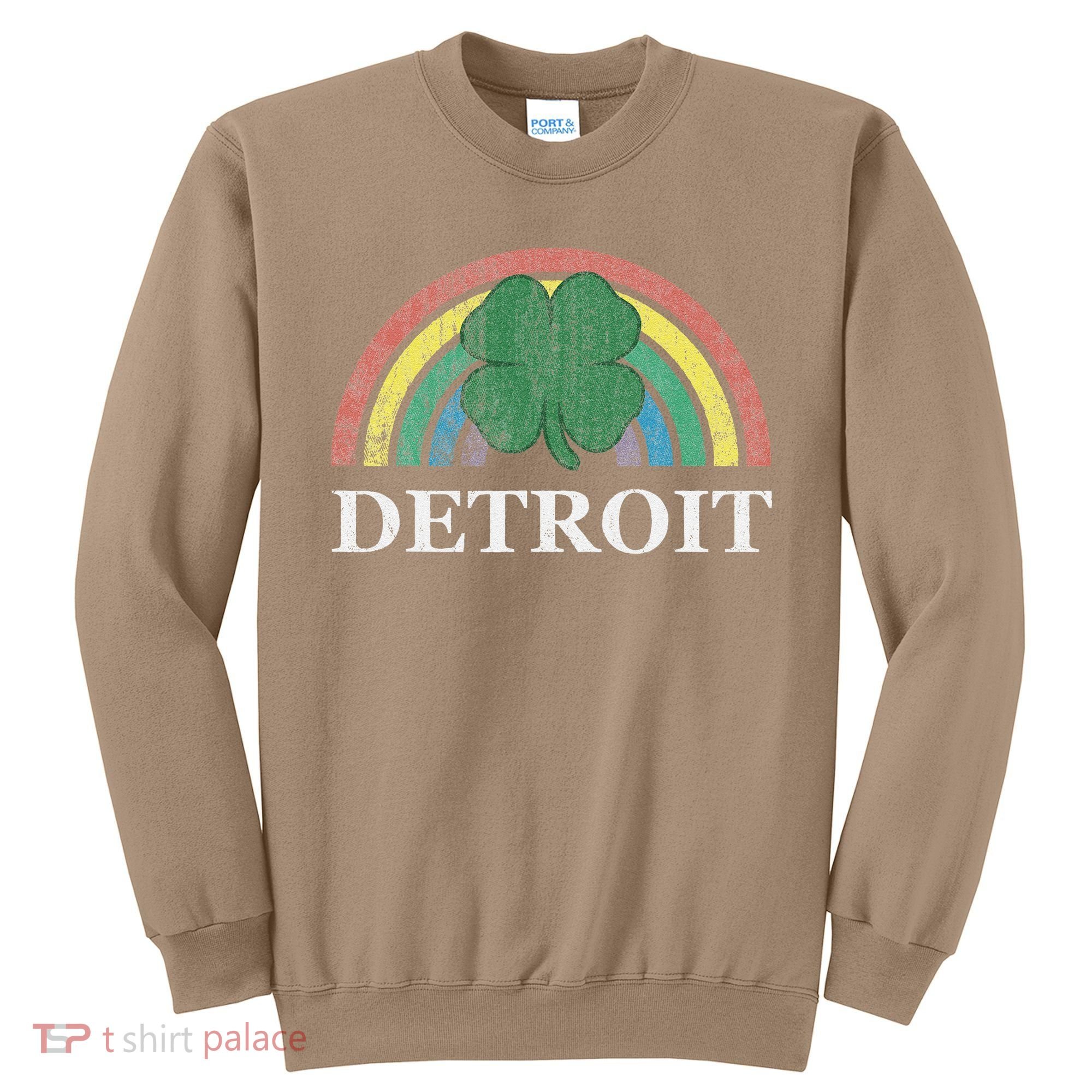 Detroit Shamrock St. Patrick's Day Rainbow Saint Paddy's Sweatshirt