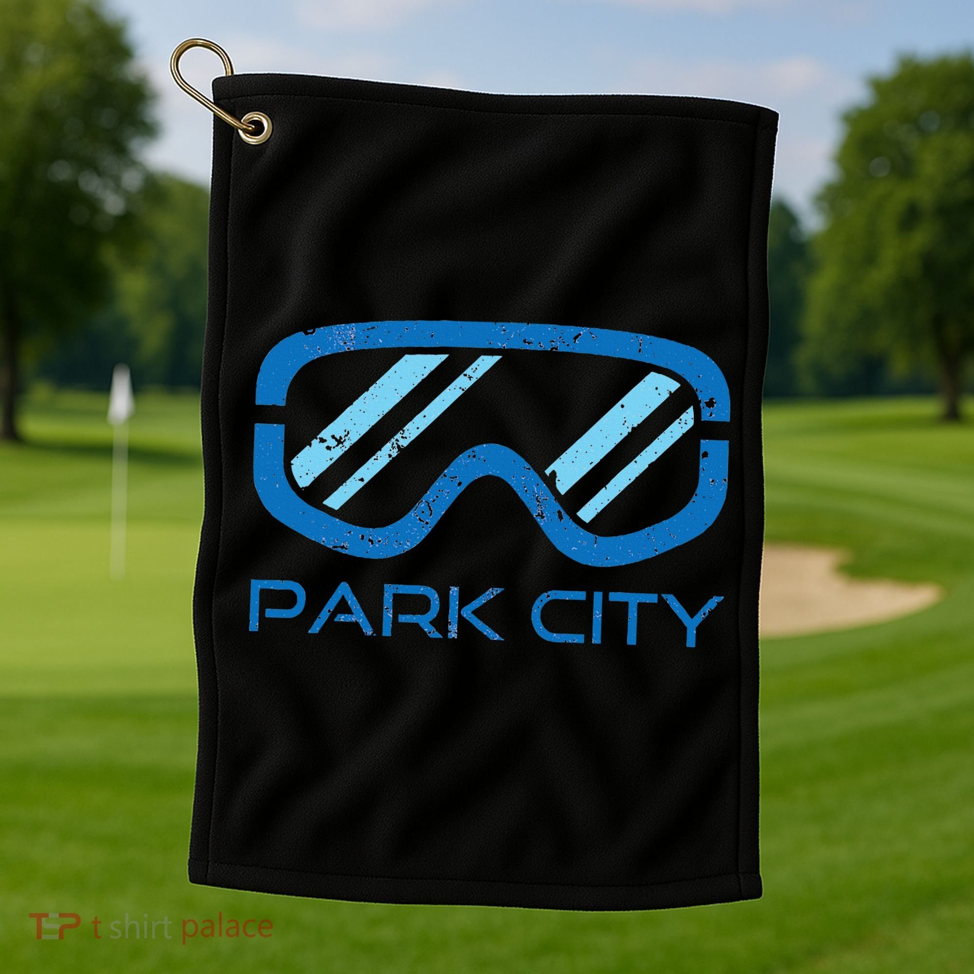 Distressed Ski & Snowboard Goggle Park City Utah Golf Towel