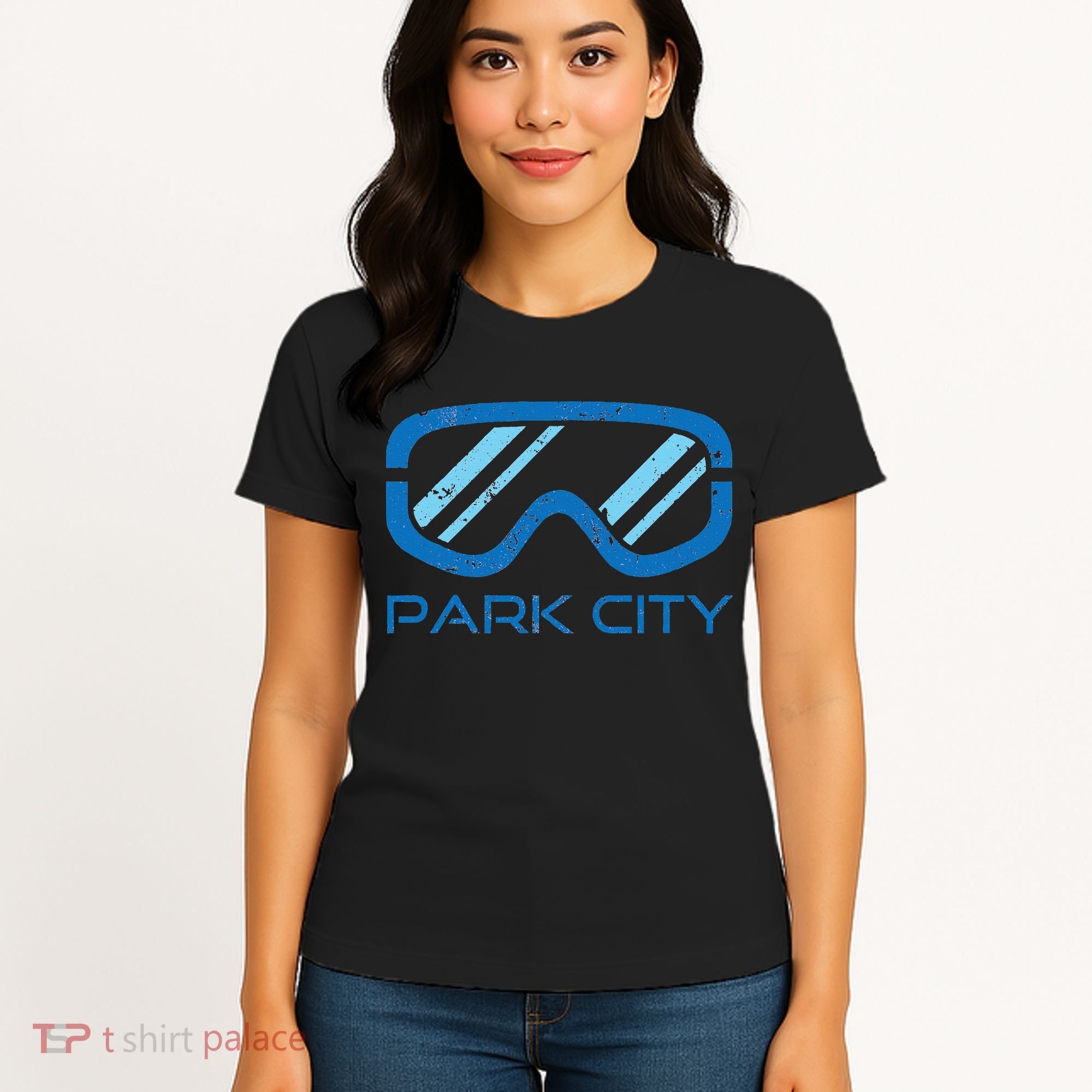 Distressed Ski & Snowboard Goggle Park City Utah Women's T-Shirt