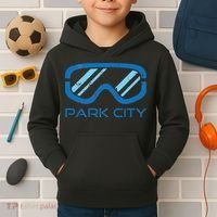 Distressed Ski & Snowboard Goggle Park City Utah Kids Hoodie thumb 2