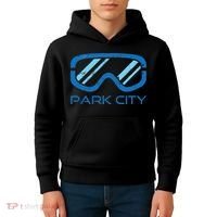 Distressed Ski & Snowboard Goggle Park City Utah Kids Hoodie thumb 4