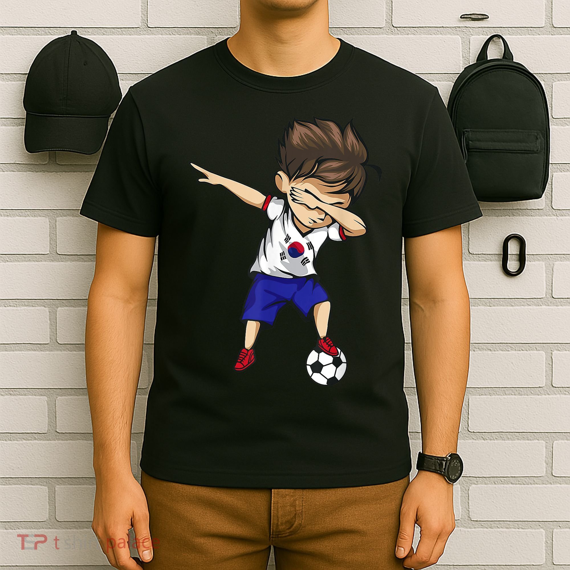 Dabbing Soccer  South Korea Jersey Shirt Korean Football T-Shirt