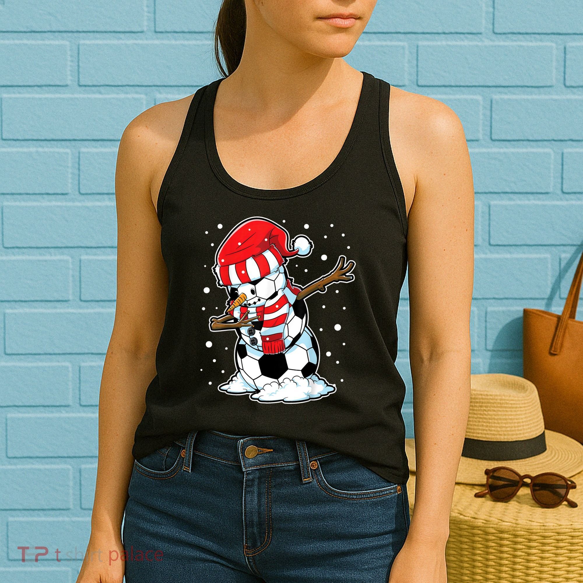 Dabbing Snowman Soccer Ball Christmas Santa Boys Dab Sport Team Women's Tank Top