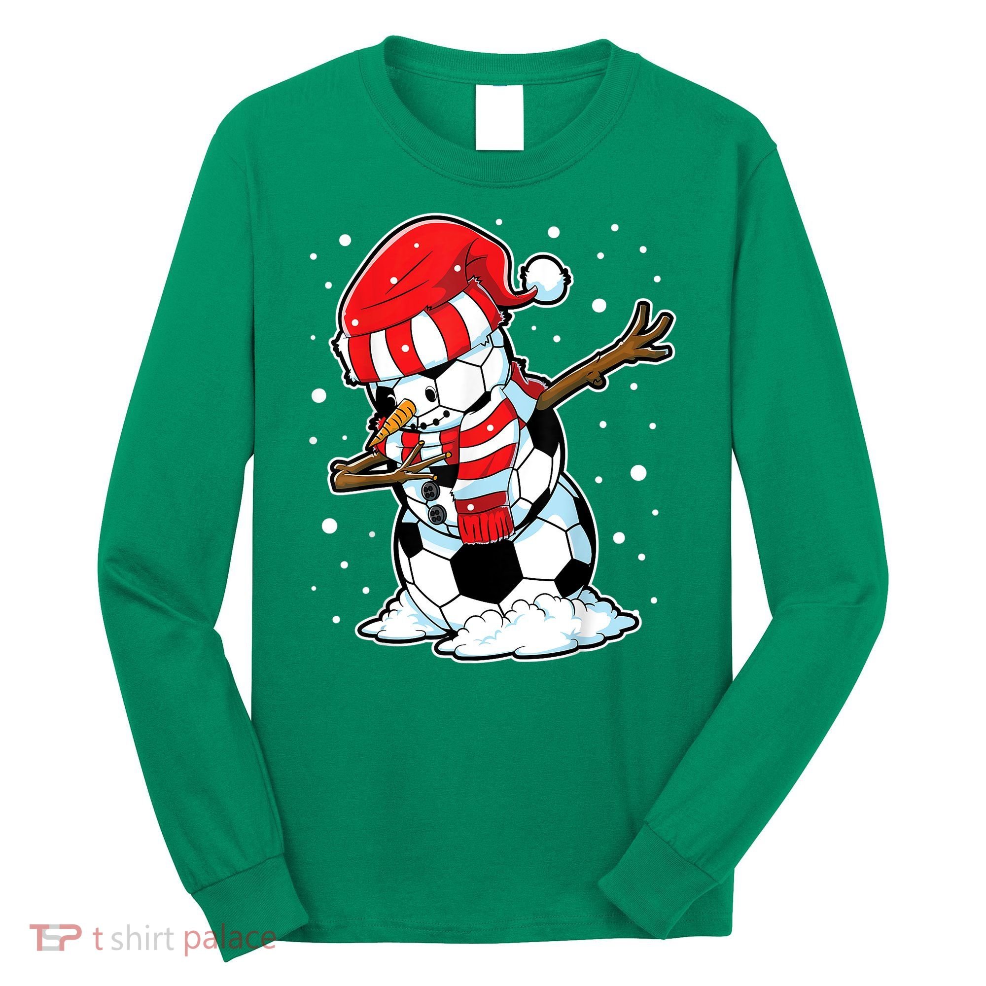 Dabbing Snowman Soccer Ball Christmas Santa Boys Dab Sport Team Long Sleeve Shirt