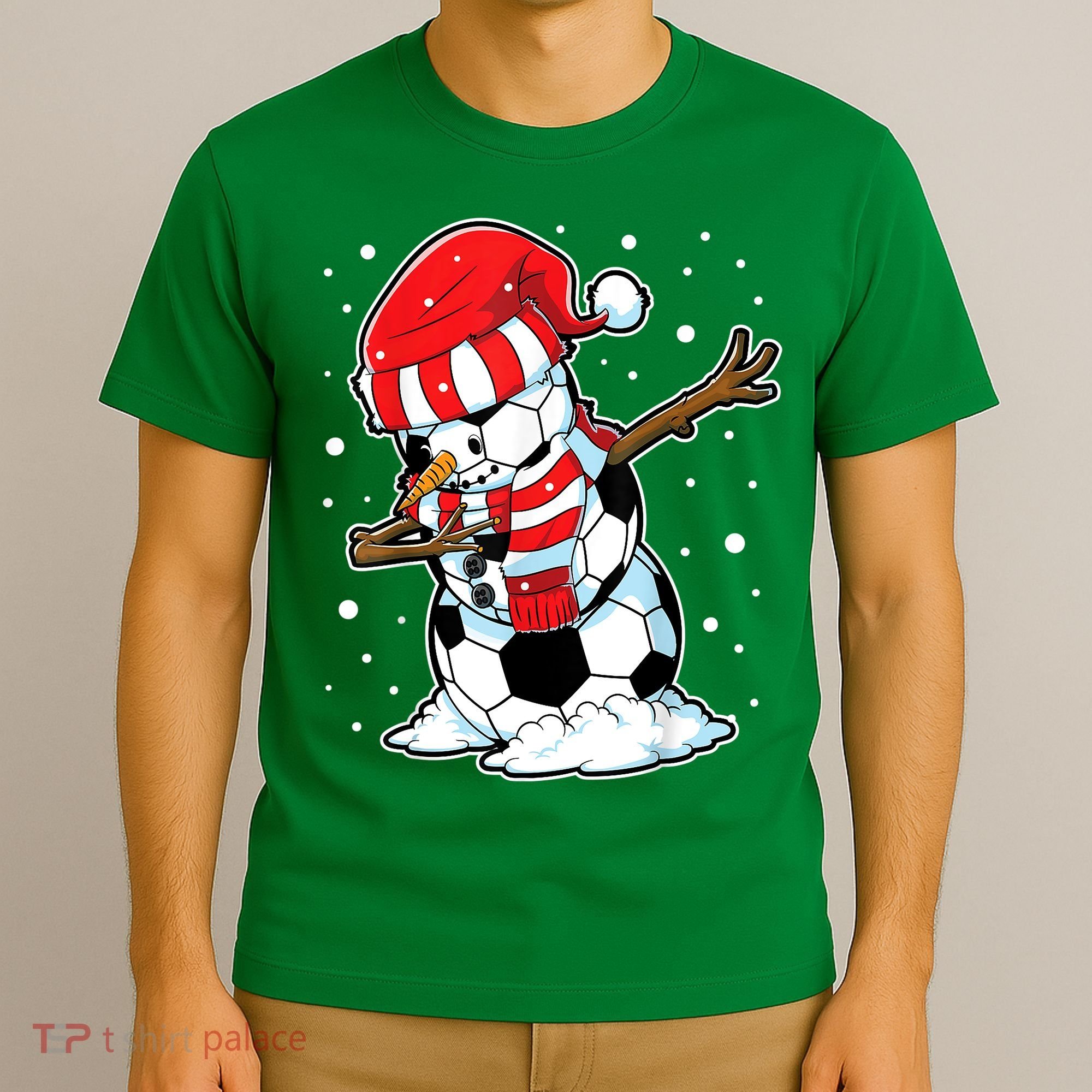 Dabbing Snowman Soccer Ball Christmas Santa Boys Dab Sport Team T-Shirt