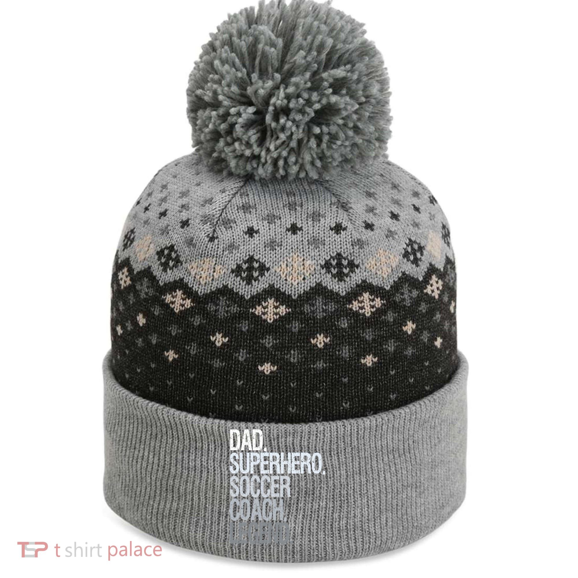 Dad Superhero Soccer Coach Legend The Baniff Cuffed Pom Beanie