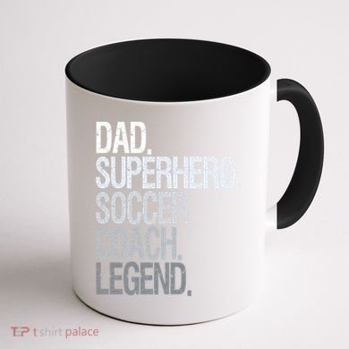 Dad Superhero Soccer Coach Legend Coffee Mug back