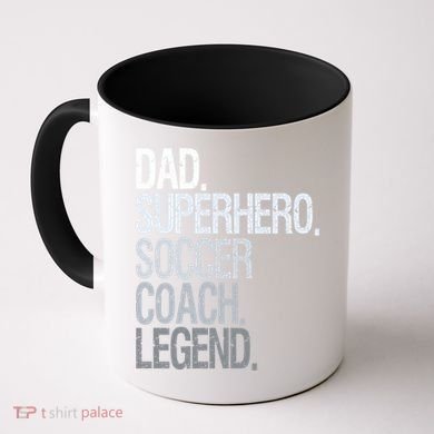Dad Superhero Soccer Coach Legend Coffee Mug