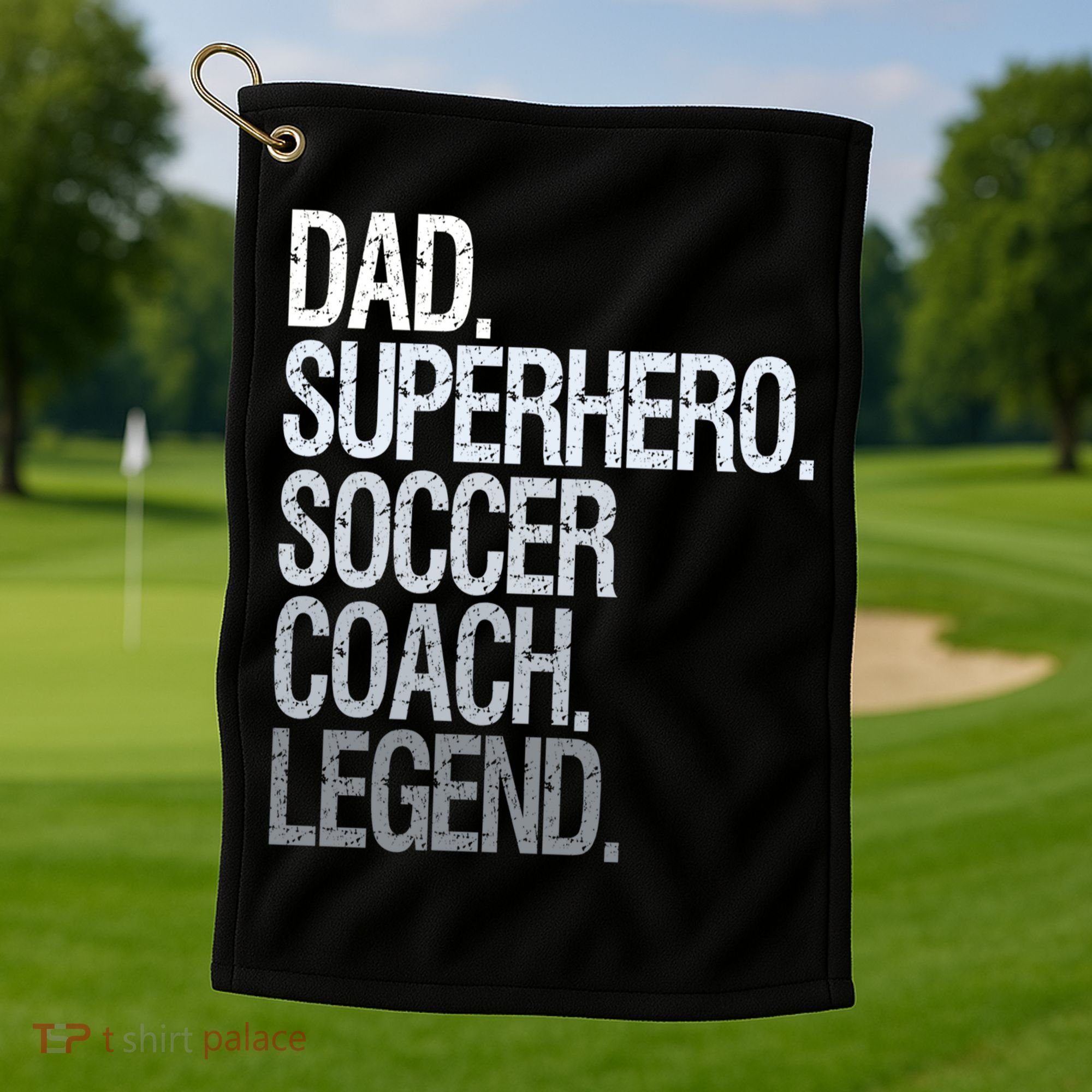 Dad Superhero Soccer Coach Legend Golf Towel