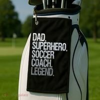 Dad Superhero Soccer Coach Legend Golf Towel thumb 2