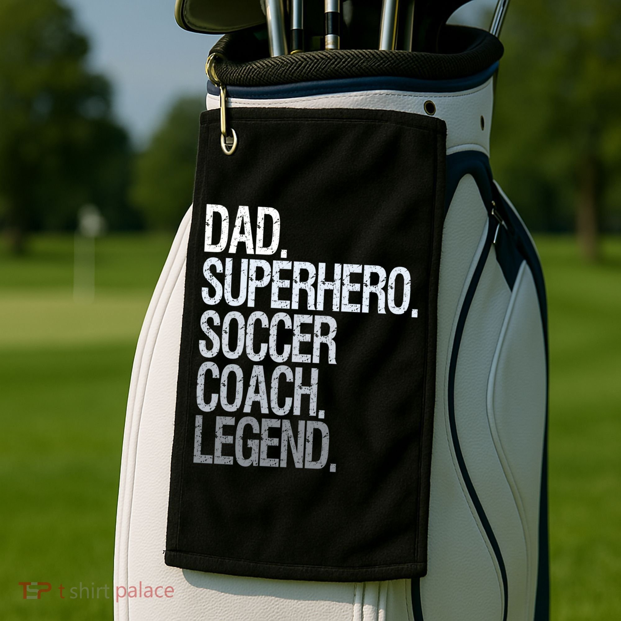 Dad Superhero Soccer Coach Legend Golf Towel