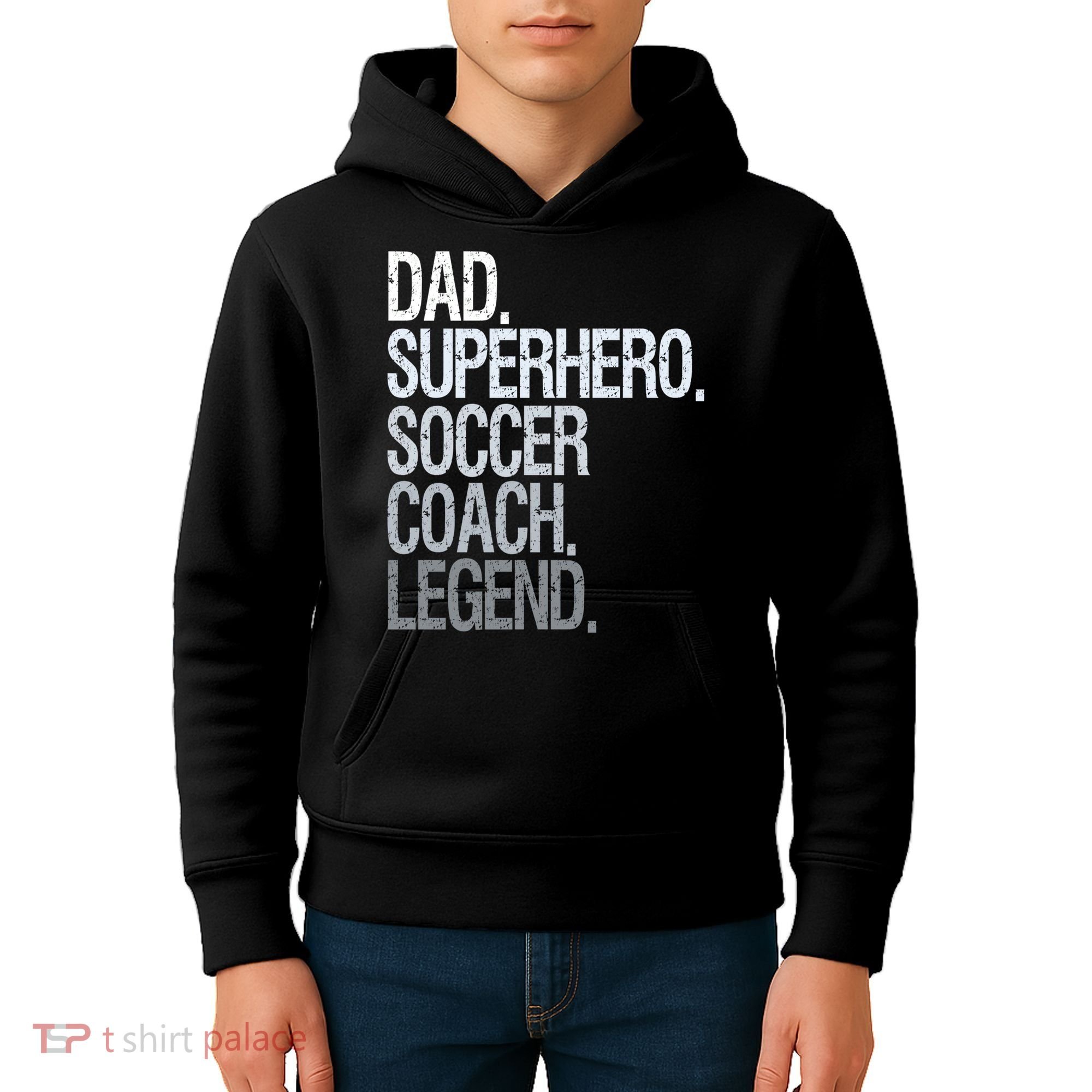 Dad Superhero Soccer Coach Legend Kids Hoodie