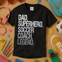 Dad Superhero Soccer Coach Legend Kids T-Shirt thumb 3