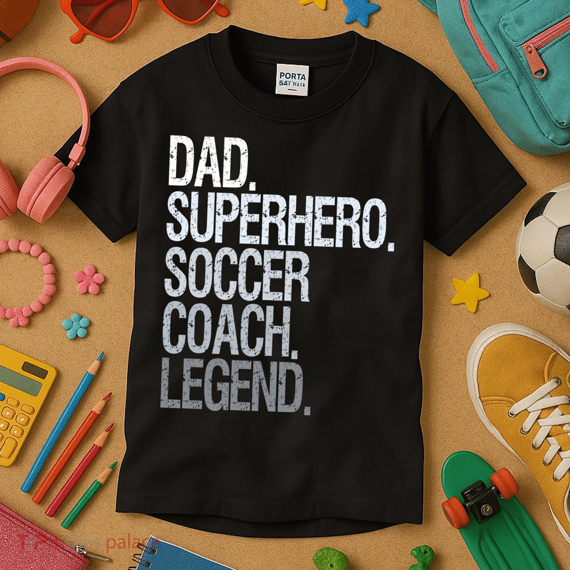 Dad Superhero Soccer Coach Legend Kids T-Shirt