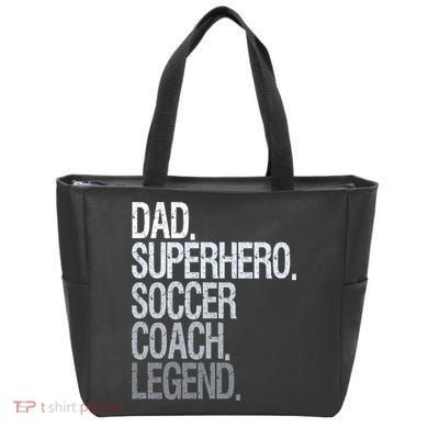 Dad Superhero Soccer Coach Legend Tote Bag