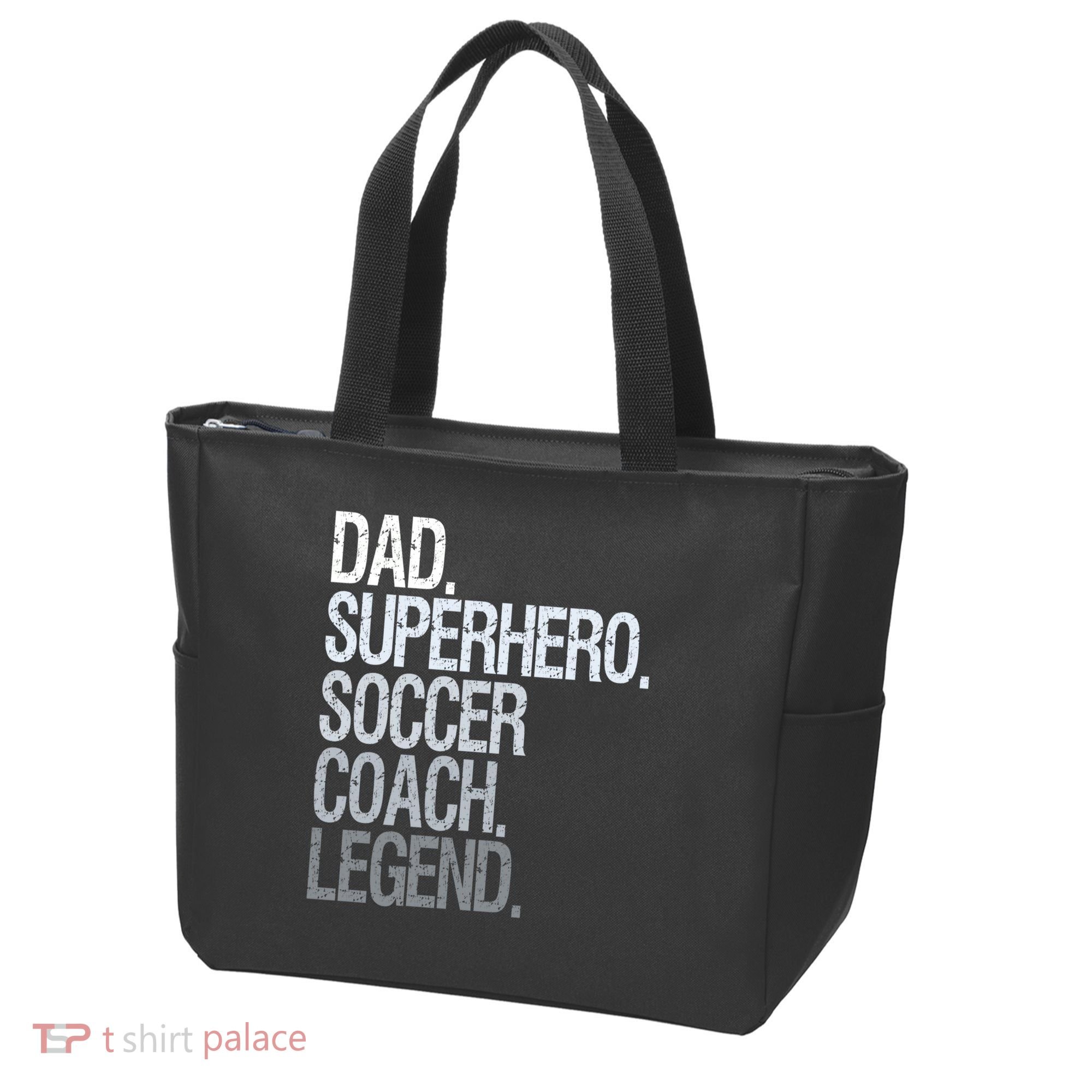 Dad Superhero Soccer Coach Legend Tote Bag