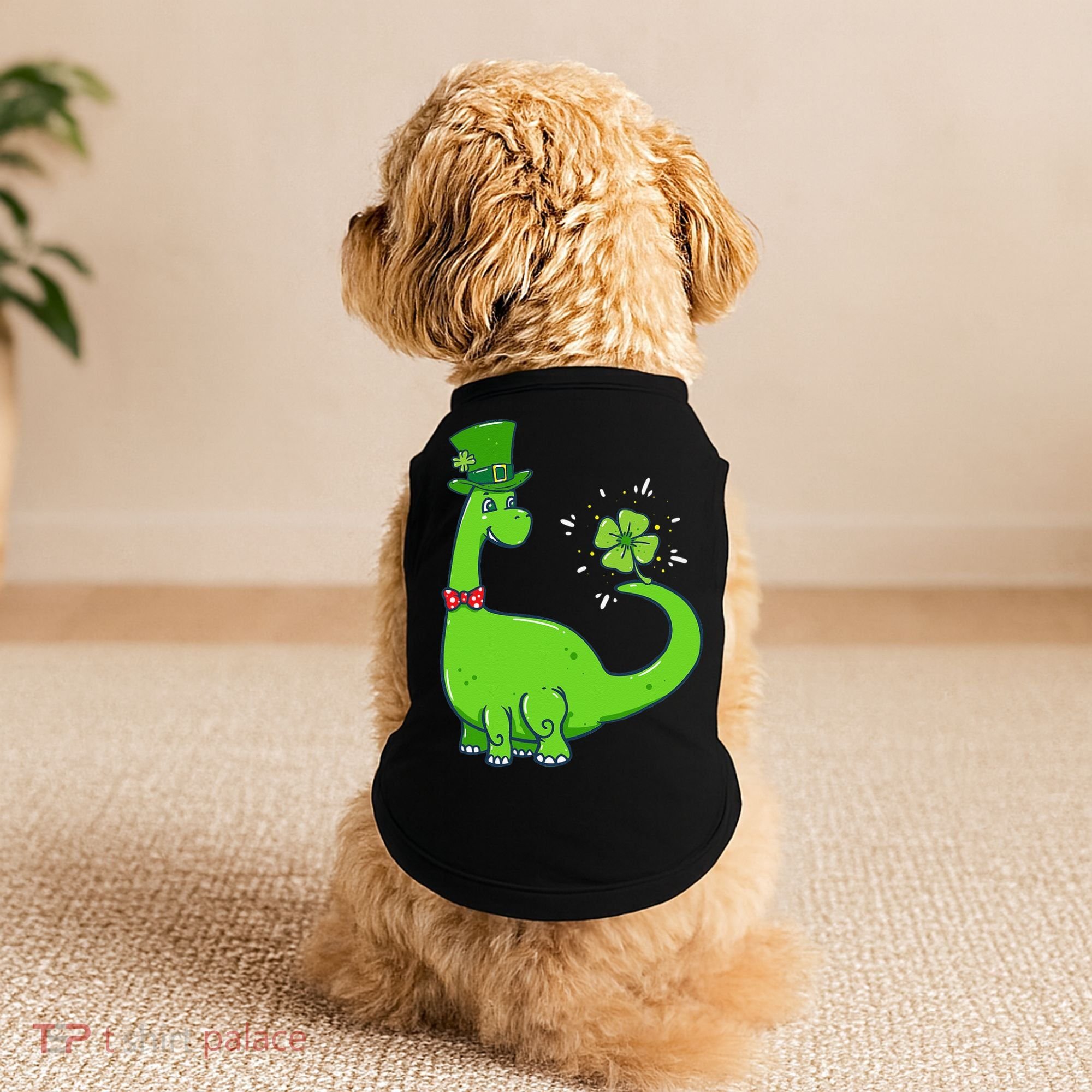 Dinosaur Shamrock St Patrick's Day Doggie Tank