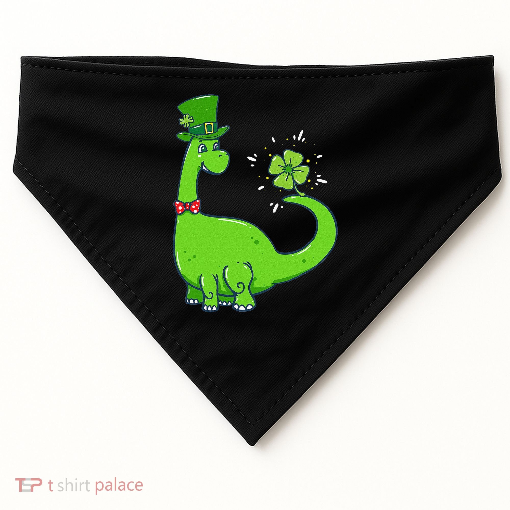 Dinosaur Shamrock St Patrick's Day USA-Made Doggie Bandana