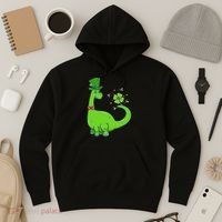 Dinosaur Shamrock St Patrick's Day Hoodie thumb 3
