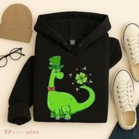 Dinosaur Shamrock St Patrick's Day Hoodie thumb 4