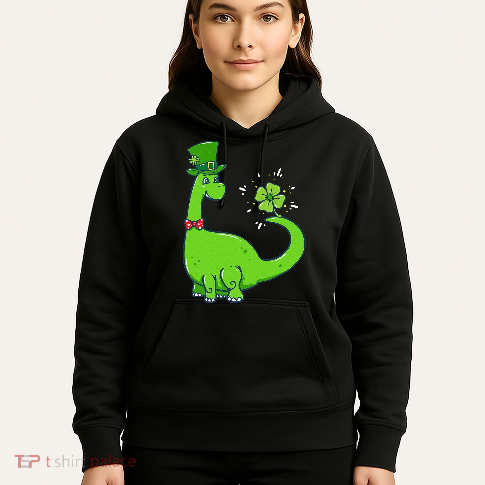 Dinosaur Shamrock St Patrick's Day Hoodie