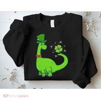 Dinosaur Shamrock St Patrick's Day Sweatshirt thumb 2