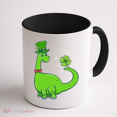 Dinosaur Shamrock St Patrick's Day Coffee Mug back