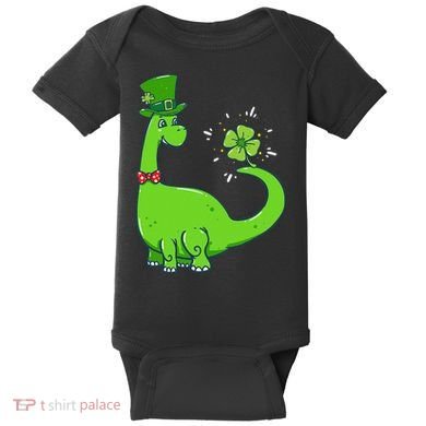 Dinosaur Shamrock St Patrick's Day Baby Bodysuit