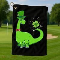 Dinosaur Shamrock St Patrick's Day Golf Towel thumb 1