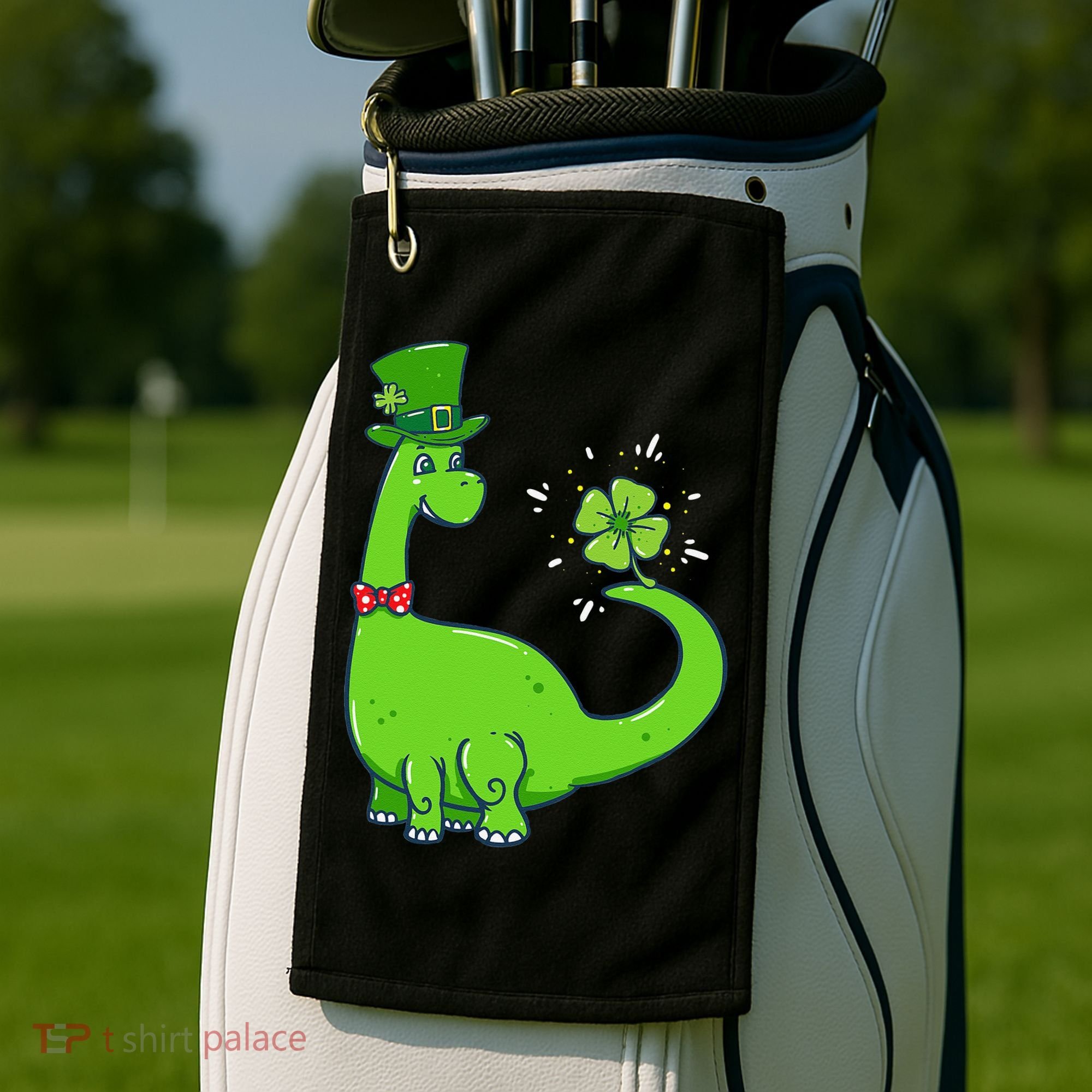 Dinosaur Shamrock St Patrick's Day Golf Towel