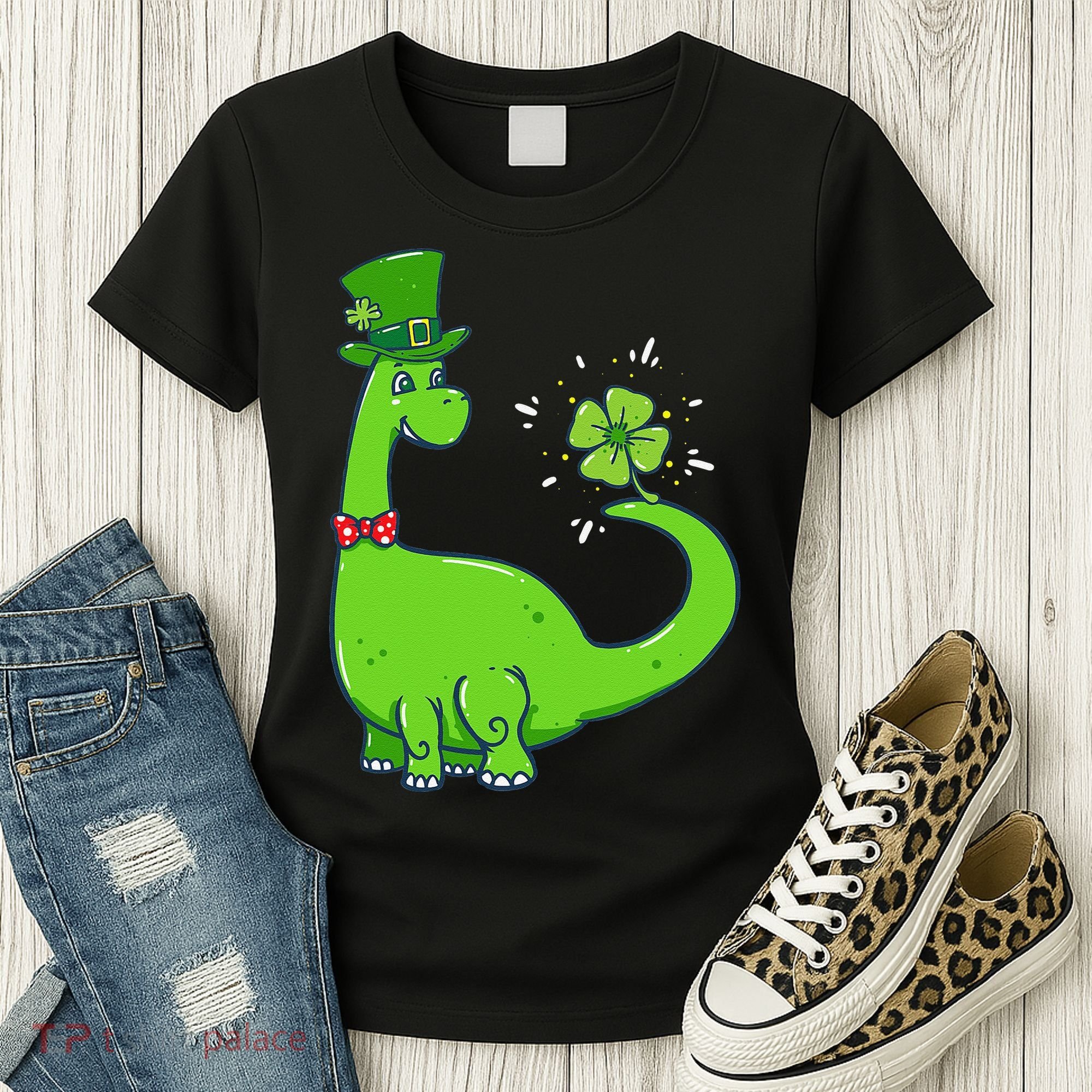 Dinosaur Shamrock St Patrick's Day Women's T-Shirt