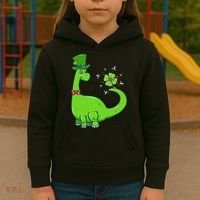 Dinosaur Shamrock St Patrick's Day Kids Hoodie thumb 3