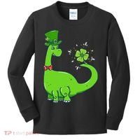 Dinosaur Shamrock St Patrick's Day Kids Long Sleeve Shirt thumb 0