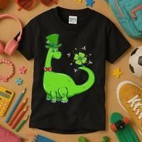 Dinosaur Shamrock St Patrick's Day Kids T-Shirt thumb 3