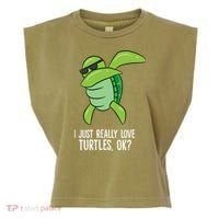 Dabbing Sea Turtle I Just Really Love Turtles Ok? Garment-Dyed Women's Muscle Tee thumb 0