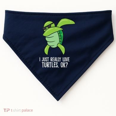 Dabbing Sea Turtle I Just Really Love Turtles Ok? USA-Made Doggie Bandana