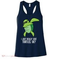 Dabbing Sea Turtle I Just Really Love Turtles Ok? Women's Tank Top thumb 0