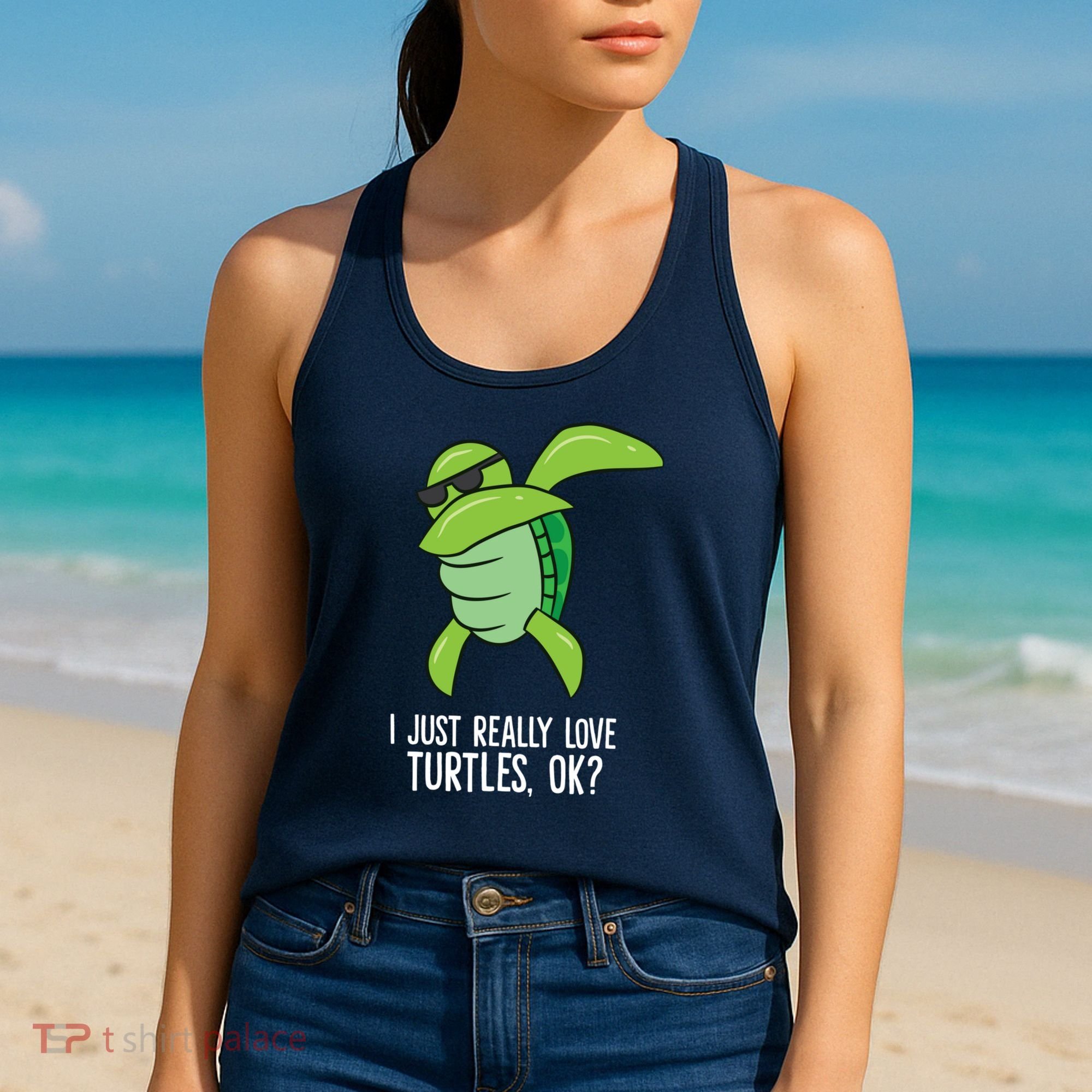 Dabbing Sea Turtle I Just Really Love Turtles Ok? Women's Tank Top