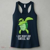Dabbing Sea Turtle I Just Really Love Turtles Ok? Women's Tank Top thumb 3