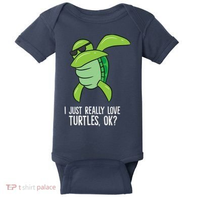 Dabbing Sea Turtle I Just Really Love Turtles Ok? Baby Bodysuit