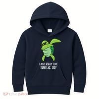 Dabbing Sea Turtle I Just Really Love Turtles Ok? Kids Hoodie thumb 0
