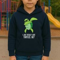 Dabbing Sea Turtle I Just Really Love Turtles Ok? Kids Hoodie thumb 3