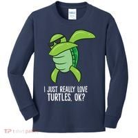 Dabbing Sea Turtle I Just Really Love Turtles Ok? Kids Long Sleeve Shirt thumb 0