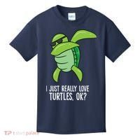 Dabbing Sea Turtle I Just Really Love Turtles Ok? Kids T-Shirt thumb 0