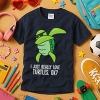 Dabbing Sea Turtle I Just Really Love Turtles Ok? Kids T-Shirt thumb 3