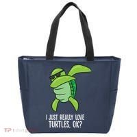 Dabbing Sea Turtle I Just Really Love Turtles Ok? Tote Bag thumb 0